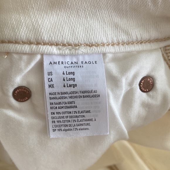 American Eagle White Wide Leg Cropped Jeans 4 Tall - Picture 8 of 10